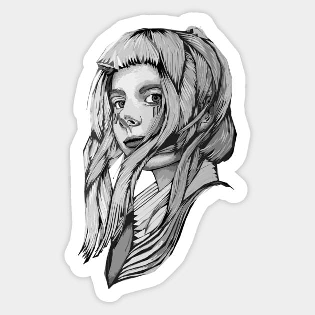 Aurora Aksnes - Black &amp; White Edition Sticker by Plantspree